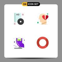 4 Universal Flat Icons Set for Web and Mobile Applications bluray bird disc feeling owl Editable Vector Design Elements