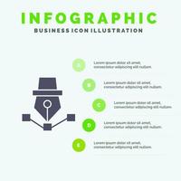 Pen Drawing Art Design Draw Solid Icon Infographics 5 Steps Presentation Background vector