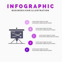 Strategic Business Plan Planning Graph Solid Icon Infographics 5 Steps Presentation Background vector