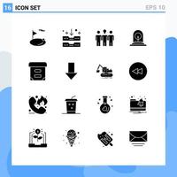 Pictogram Set of 16 Simple Solid Glyphs of new business office plant motivation Editable Vector Design Elements