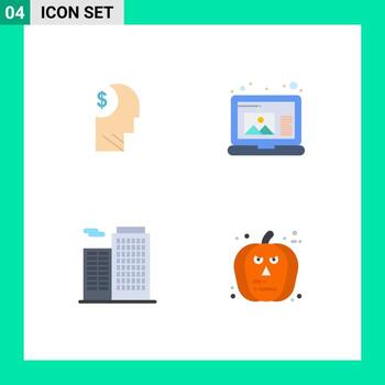 4 Universal Flat Icons Set for Web and Mobile Applications account apartment employee create house Editable Vector Design Elements