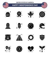 Happy Independence Day Pack of 16 Solid Glyphs Signs and Symbols for death star american police state Editable USA Day Vector Design Elements