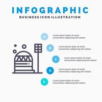 Base Colony Construction Dome Habitation Line icon with 5 steps presentation infographics Background vector