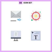 Stock Vector Icon Pack of 4 Line Signs and Symbols for email office next profit font color Editable Vector Design Elements