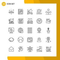 25 Icon Set Line Style Icon Pack Outline Symbols isolated on White Backgound for Responsive Website Designing Creative Black Icon vector background