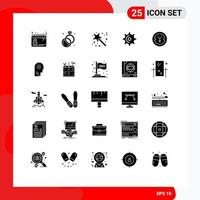 25 Solid Glyph concept for Websites Mobile and Apps coin spin magic gear award Editable Vector Design Elements