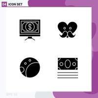 4 Universal Solid Glyph Signs Symbols of bank backside money father ecommerce Editable Vector Design Elements