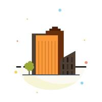 Building Build Dormitory Tower Real Estate Abstract Flat Color Icon Template vector