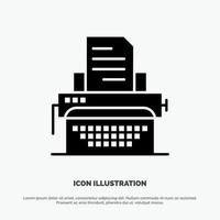 Typewriter Typing Document Publish solid Glyph Icon vector