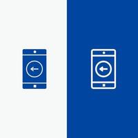 Application Mobile Mobile Application left Line and Glyph Solid icon Blue banner Line and Glyph Solid icon Blue banner vector