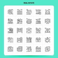 OutLine 25 Real Estate Icon set Vector Line Style Design Black Icons Set Linear pictogram pack Web and Mobile Business ideas design Vector Illustration