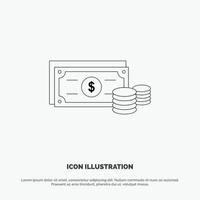 Dollar Coins Finance Money Business Line Icon Vector