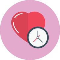 ilustración de vector de tiempo de corazón en un fondo. símbolos de calidad premium. iconos vectoriales para concepto y diseño gráfico.