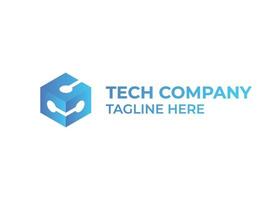 Technology chip isometric blue logo vector