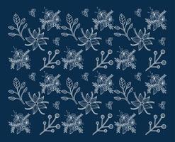 Pattern floral and flower line art background vector