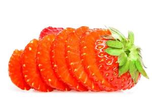 Fresh ripe sliced strawberry on white background photo