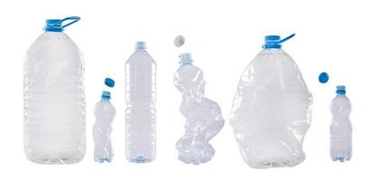 Plastic bottles isolated on white background photo