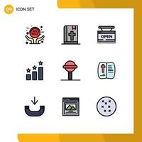 Set of 9 Modern UI Icons Symbols Signs for rattle success open position online Editable Vector Design Elements