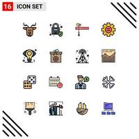 paquete de iconos de vector de stock de 16 signos y símbolos de línea para elementos de diseño de vector creativo editable de educación de engranaje de corte de negocio de bulbo