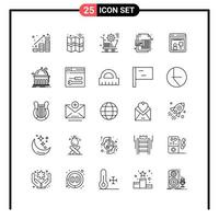 conjunto de 25 iconos de estilo de línea para web y símbolos de esquema móvil para signos de icono de línea de impresión aislados en fondo blanco conjunto de 25 iconos fondo de vector de icono negro creativo