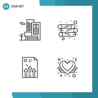 Set of 4 Modern UI Icons Symbols Signs for office document estate wood report Editable Vector Design Elements