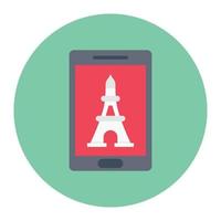 mobile eiffel tower vector illustration on a background.Premium quality symbols.vector icons for concept and graphic design.