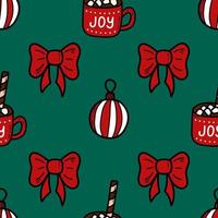 Doodle Christmas and new year vector seamless pattern