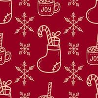 Doodle Christmas and new year vector seamless pattern