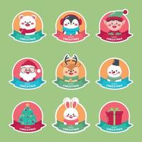 vector set of new year stickers with inscription