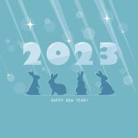 2023 new year card with rabbits vector