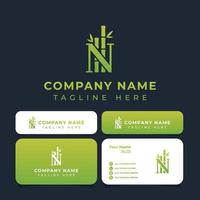 letter N bamboo logo, suitable for any business related to bamboo with N initials. vector