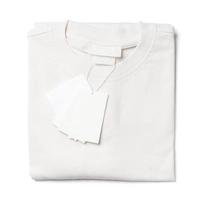 T-shirt with  blank paper labels on white background photo