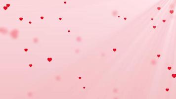 Abstract computer graphic growing red heart element on pink copy space. Illustration animation cg shinning motion light on art wallpaper video