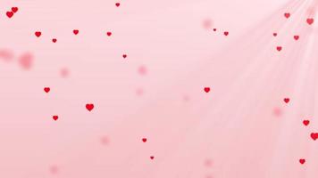 Abstract computer graphic growing red heart element on pink copy space. Illustration animation cg shinning motion light on art wallpaper video