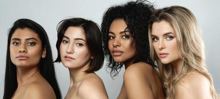 Multi-ethnic beauty and friendship. Group of beautdifferent ethnicity women. photo