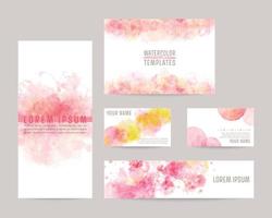 watercolor vector background templates. leaflet cover, card, business cards, banner -pink