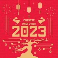 flat chinese new year background vector