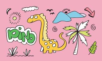 lindo diseño de camiseta de dinosaurio con eslogan. diseño de ilustración vectorial para telas de moda, gráficos textiles, papel de regalo, impresiones. vector