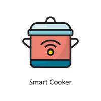 Smart Cooker Vector Filled Outline Icon Design illustration. Housekeeping Symbol on White background EPS 10 File