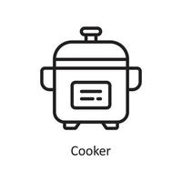 Cooker Vector Outline Icon Design illustration. Housekeeping Symbol on White background EPS 10 File