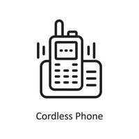 Cordless Phone Vector Outline Icon Design illustration. Housekeeping Symbol on White background EPS 10 File