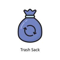 Trash Sack Vector Filled Outline Icon Design illustration. Housekeeping Symbol on White background EPS 10 File