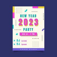 Flat design new year 2023 party poster template. - Vector. vector