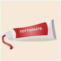 Hand drawn cartoon illustration of toothpaste tube. On cream background vector