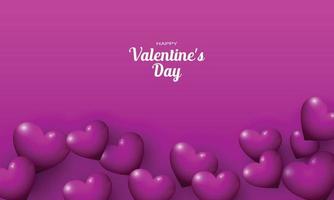 Valentines day background with purple hearts balloon. vector