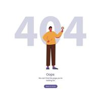 Página de error 404 no encontrada. ilustración de vector plano con diseño de personajes modernos de hombre.