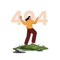 404 Error Page Not Found. cartoon vector illustration with woman character.