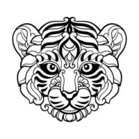 Cabeza de tigre artes mandala aislado sobre fondo blanco. vector