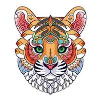 Colorful Tiger Head mandala arts isolated on white background vector