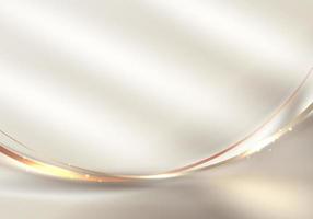 Abstract 3D elegant golden curved lines and light sparking on clean background luxury style vector